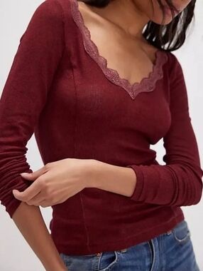 New Free People Intimately Big Love Ribbed Long Sleeve Top, Sz. Large, NWT